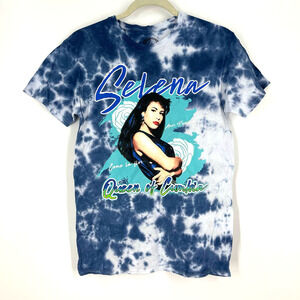 Selena Queen Of Cumbia Portrait Tie Dye‎ T-Shirt Blue Size Small NWOT